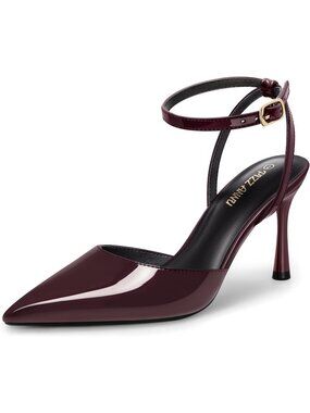 Women's Burgundy Cienna High Heels Sexy Stiletto Pumps Closed Toe Mesh Sparkly
